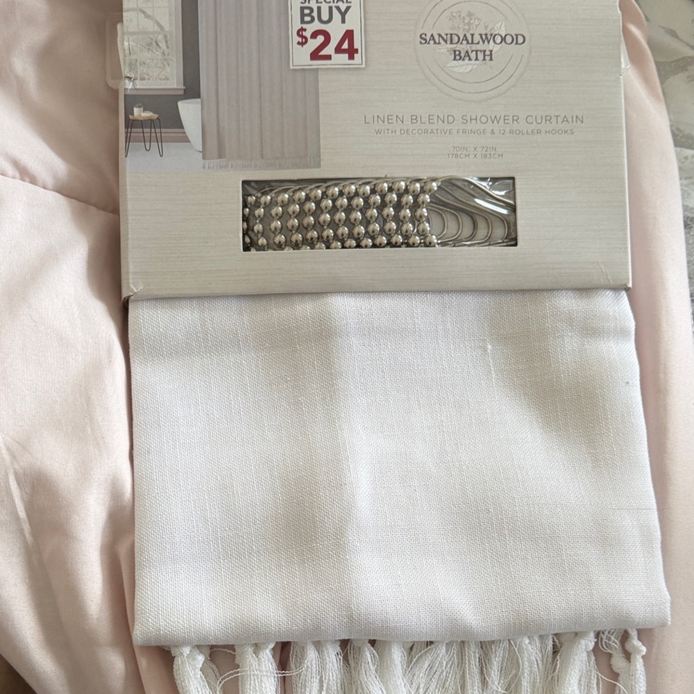 Linen Blend Shower Curtain - White